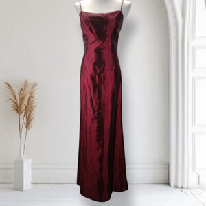 Vintage Jim Hjelm Burgundy Formal Gown Watteau Train Prom Dress Size 8